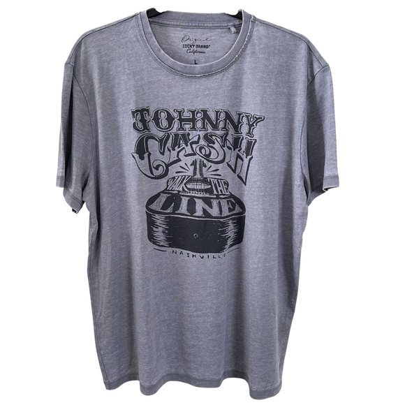 Lucky Brand Other - Lucky Brand Johnny Cash I Walk The Line Graphic T-Shirt Gray Men's L Distressed